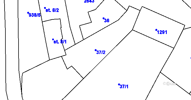 Parcela st. 37/2 v KÚ Hruška, Katastrální mapa