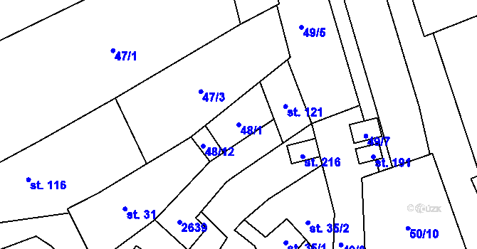 Parcela st. 48/1 v KÚ Hruška, Katastrální mapa