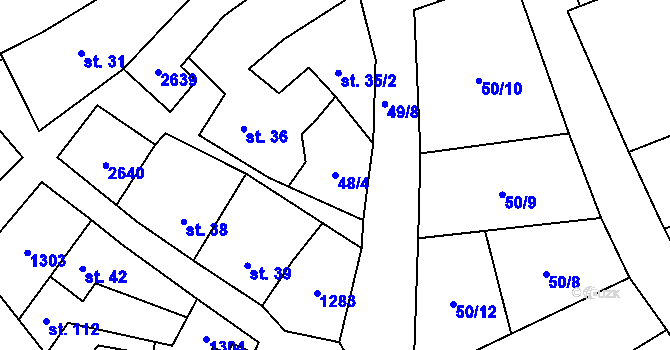 Parcela st. 48/4 v KÚ Hruška, Katastrální mapa