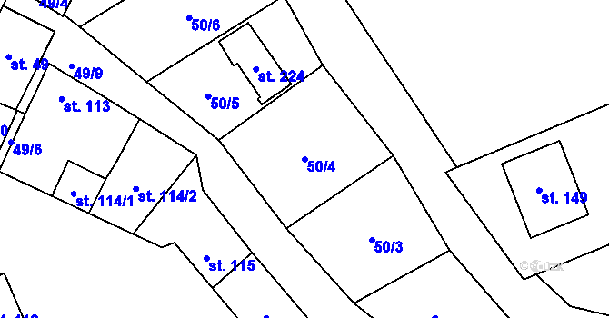Parcela st. 50/4 v KÚ Hruška, Katastrální mapa