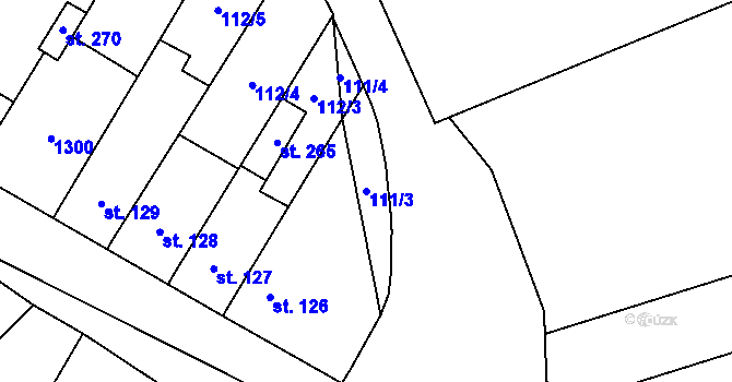 Parcela st. 111/3 v KÚ Hruška, Katastrální mapa