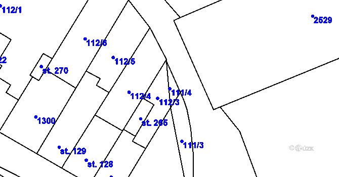 Parcela st. 111/4 v KÚ Hruška, Katastrální mapa