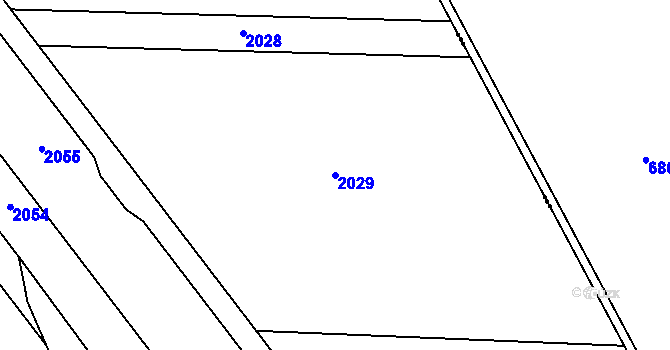 Parcela st. 2029 v KÚ Hruška, Katastrální mapa