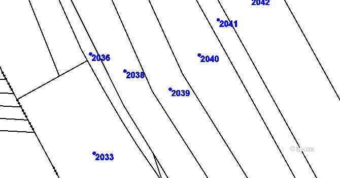 Parcela st. 2039 v KÚ Hruška, Katastrální mapa