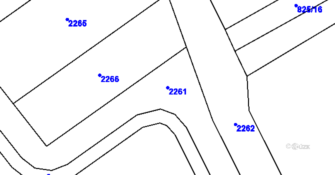 Parcela st. 2261 v KÚ Hruška, Katastrální mapa