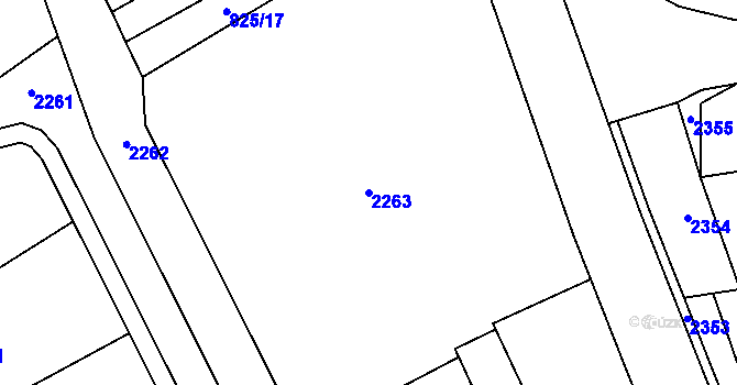 Parcela st. 2263 v KÚ Hruška, Katastrální mapa