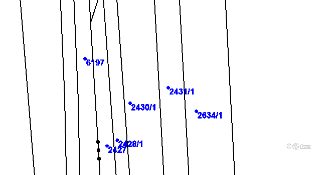 Parcela st. 2431/1 v KÚ Hruška, Katastrální mapa