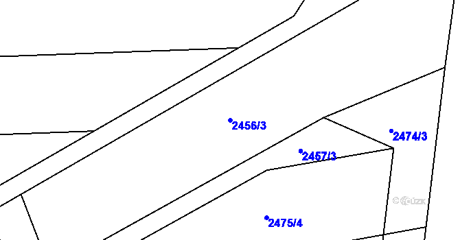 Parcela st. 2456/3 v KÚ Hruška, Katastrální mapa