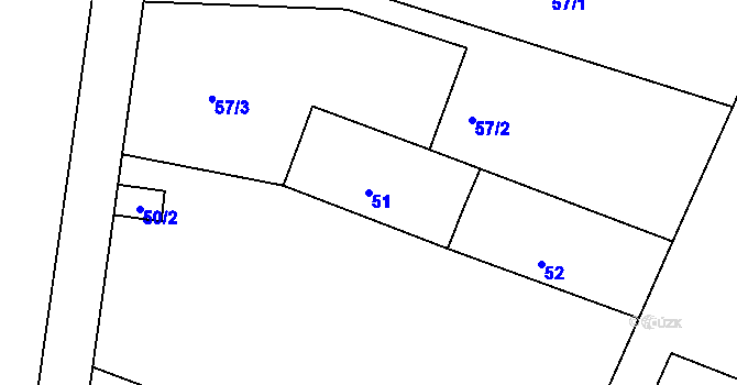 Parcela st. 51 v KÚ Henčov, Katastrální mapa