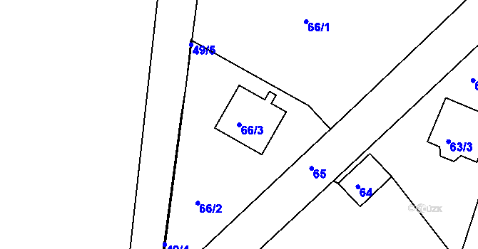 Parcela st. 66/3 v KÚ Henčov, Katastrální mapa