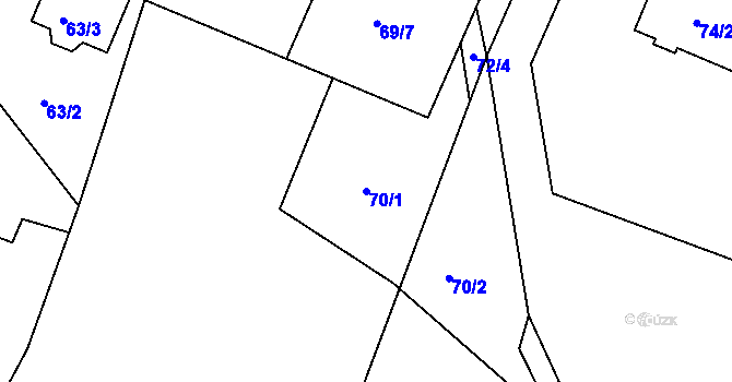 Parcela st. 70/1 v KÚ Henčov, Katastrální mapa