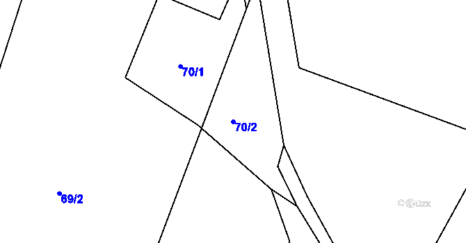 Parcela st. 70/2 v KÚ Henčov, Katastrální mapa