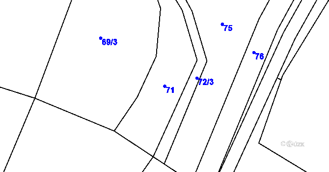 Parcela st. 71 v KÚ Henčov, Katastrální mapa