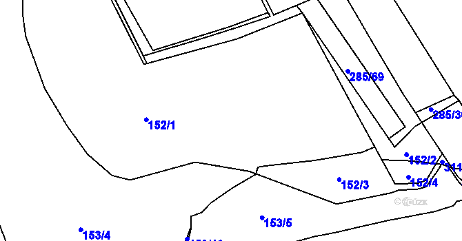 Parcela st. 152/1 v KÚ Henčov, Katastrální mapa
