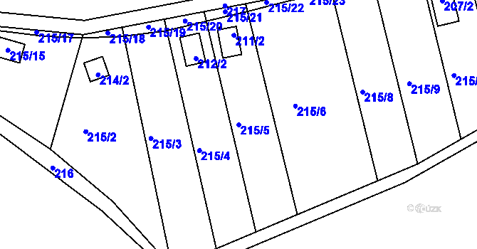Parcela st. 215/5 v KÚ Henčov, Katastrální mapa