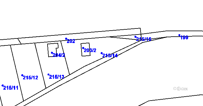 Parcela st. 215/14 v KÚ Henčov, Katastrální mapa