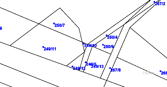 Parcela st. 249/10 v KÚ Henčov, Katastrální mapa