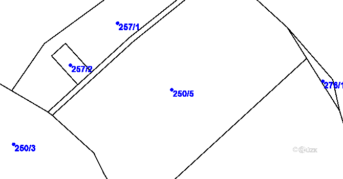 Parcela st. 250/5 v KÚ Henčov, Katastrální mapa