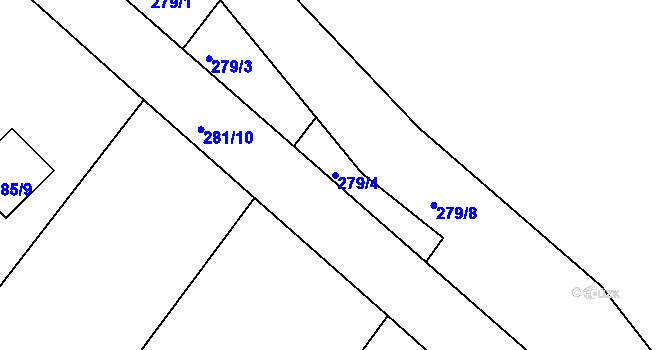 Parcela st. 279/4 v KÚ Henčov, Katastrální mapa