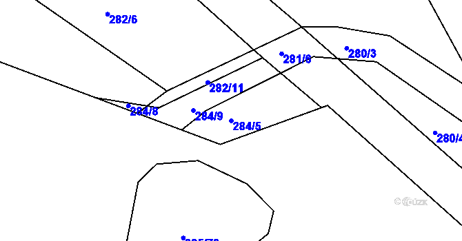 Parcela st. 284/5 v KÚ Henčov, Katastrální mapa