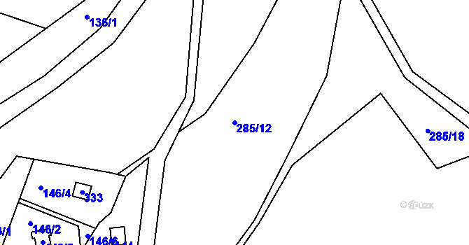 Parcela st. 285/12 v KÚ Henčov, Katastrální mapa
