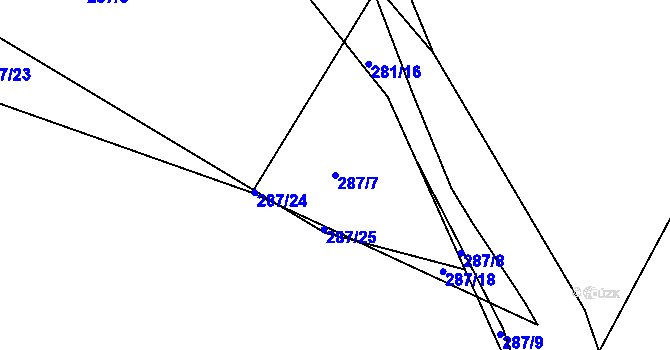 Parcela st. 287/7 v KÚ Henčov, Katastrální mapa