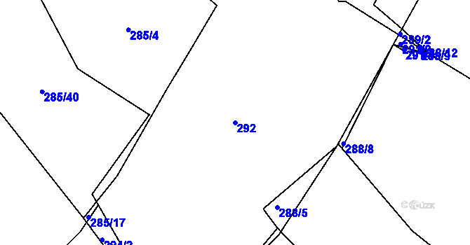 Parcela st. 292 v KÚ Henčov, Katastrální mapa