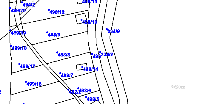 Parcela st. 234/2 v KÚ Henčov, Katastrální mapa