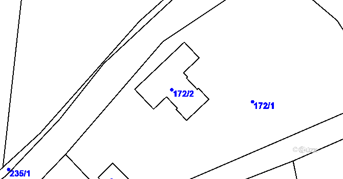 Parcela st. 172/2 v KÚ Henčov, Katastrální mapa