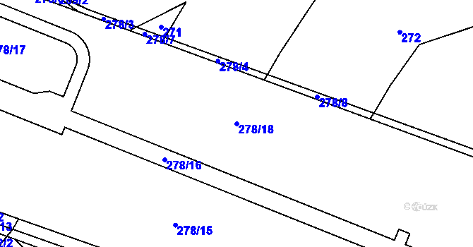 Parcela st. 278/18 v KÚ Henčov, Katastrální mapa