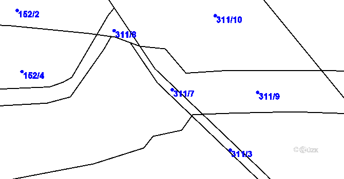 Parcela st. 311/7 v KÚ Henčov, Katastrální mapa