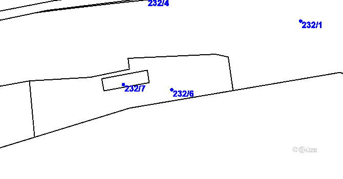 Parcela st. 232/6 v KÚ Henčov, Katastrální mapa