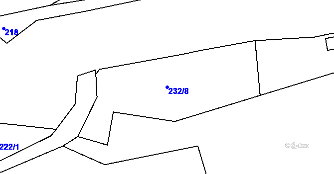 Parcela st. 232/8 v KÚ Henčov, Katastrální mapa