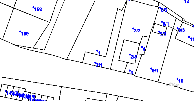 Parcela st. 1 v KÚ Hruškové Dvory, Katastrální mapa