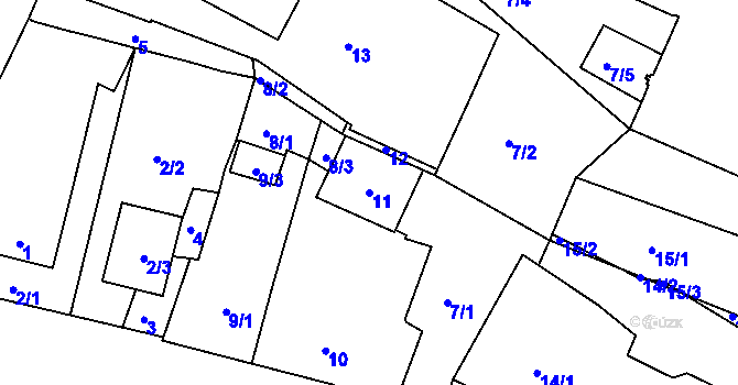 Parcela st. 11 v KÚ Hruškové Dvory, Katastrální mapa
