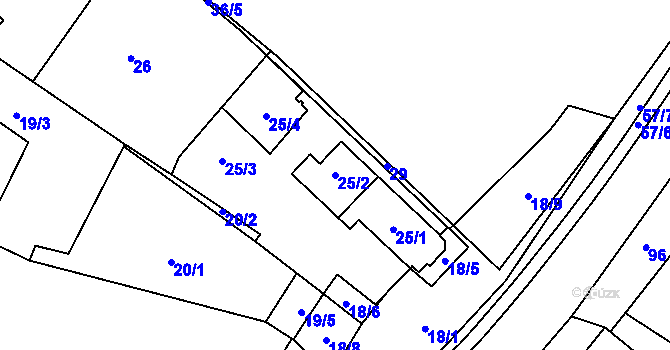 Parcela st. 25/2 v KÚ Hruškové Dvory, Katastrální mapa