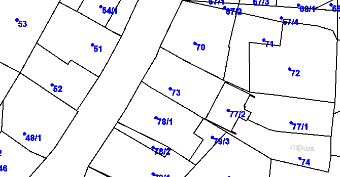 Parcela st. 73 v KÚ Hruškové Dvory, Katastrální mapa