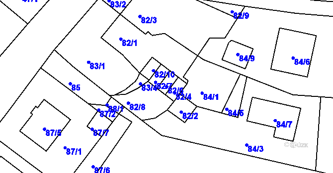 Parcela st. 82/6 v KÚ Hruškové Dvory, Katastrální mapa
