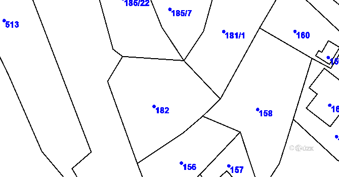 Parcela st. 181/2 v KÚ Hruškové Dvory, Katastrální mapa