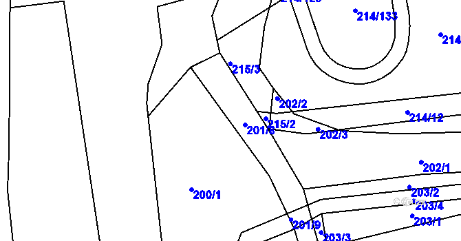 Parcela st. 201/7 v KÚ Hruškové Dvory, Katastrální mapa
