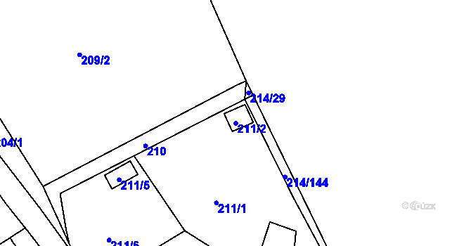 Parcela st. 211/2 v KÚ Hruškové Dvory, Katastrální mapa