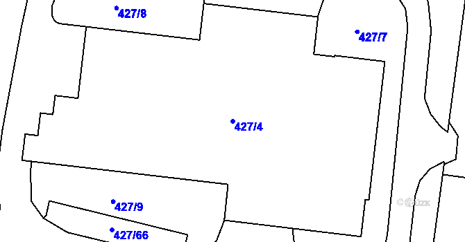 Parcela st. 427/4 v KÚ Hruškové Dvory, Katastrální mapa