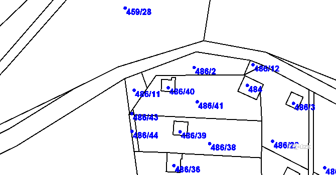 Parcela st. 486/40 v KÚ Hruškové Dvory, Katastrální mapa