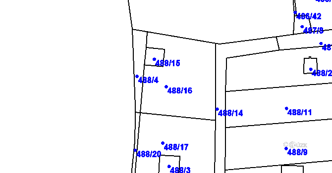 Parcela st. 488/16 v KÚ Hruškové Dvory, Katastrální mapa