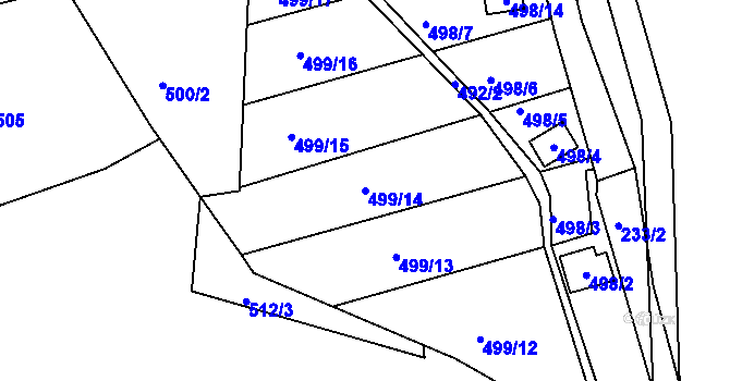 Parcela st. 499/14 v KÚ Hruškové Dvory, Katastrální mapa