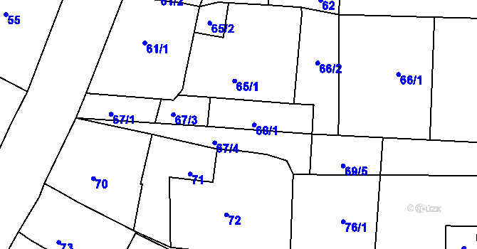 Parcela st. 68/1 v KÚ Hruškové Dvory, Katastrální mapa