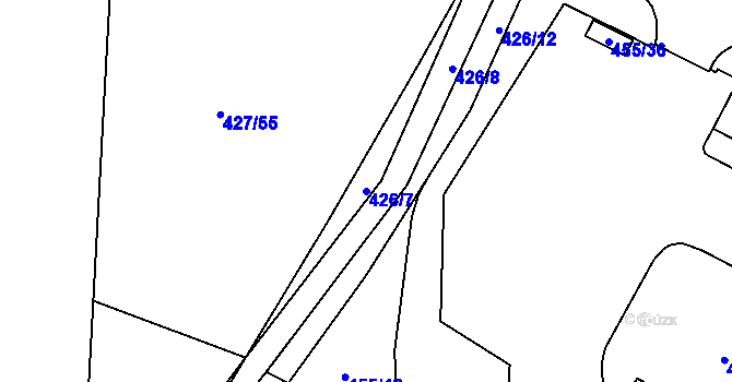 Parcela st. 426/7 v KÚ Hruškové Dvory, Katastrální mapa
