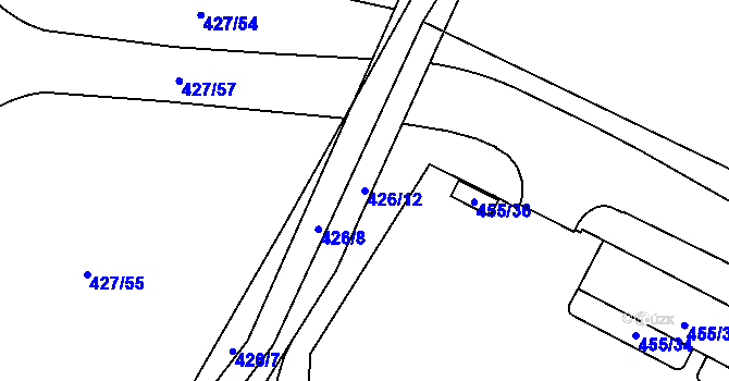 Parcela st. 426/12 v KÚ Hruškové Dvory, Katastrální mapa