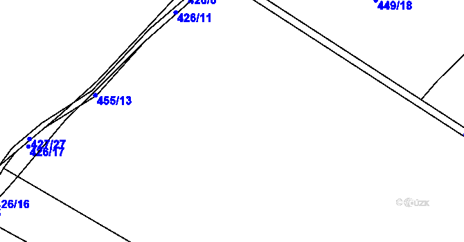 Parcela st. 455/15 v KÚ Hruškové Dvory, Katastrální mapa
