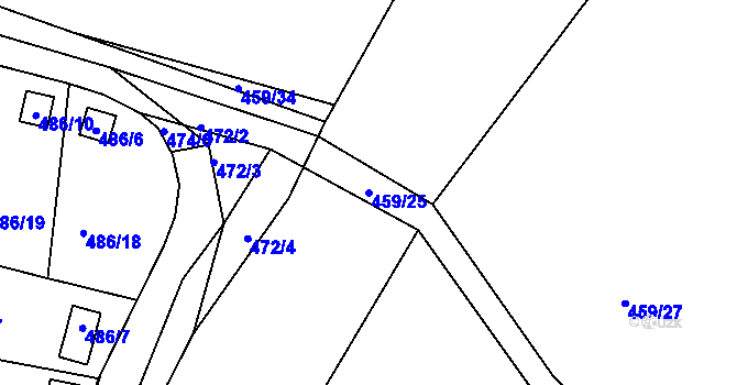 Parcela st. 459/25 v KÚ Hruškové Dvory, Katastrální mapa